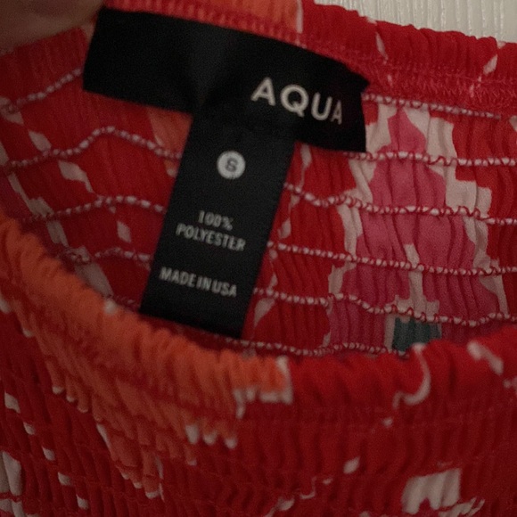 Aqua tribal print strapless maxi dress with side slit - Picture 4 of 5